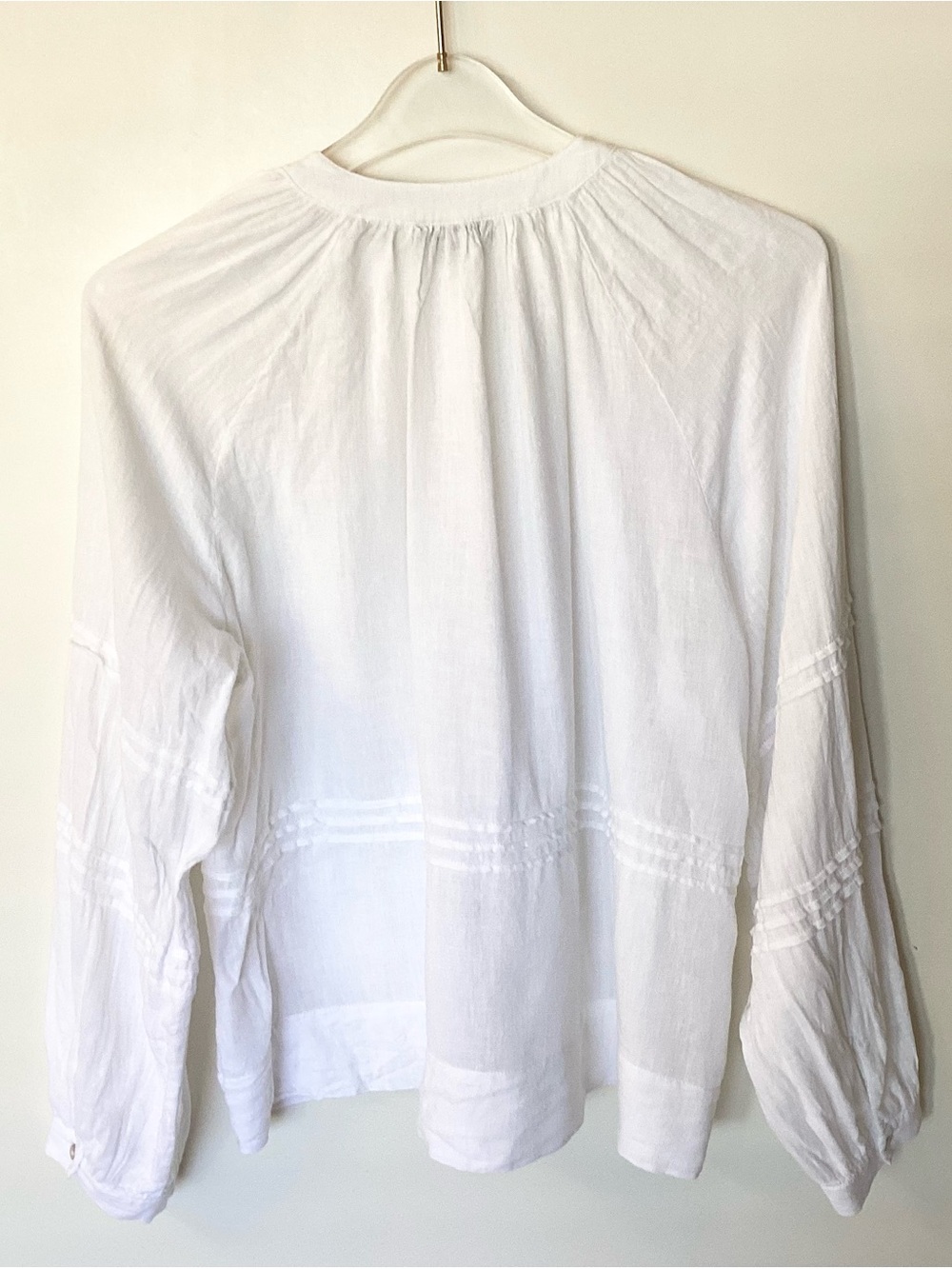 Rails Long Sleeve Frances Linen Blend Button Up Top - White - S - Picture 5 of 8